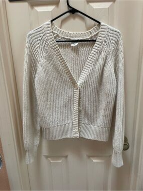 Abercrombie Kids- Cream V-Neck Button Cardigan Sweater